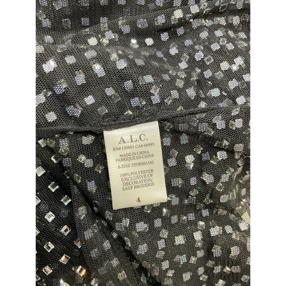 A.L.C. 'James' Black Rhinestone Embellished Top Size 4 - Picture 5 of 5